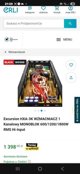 Wzmacniacz Excursion Hxa 3k 1800w rms 1ohm