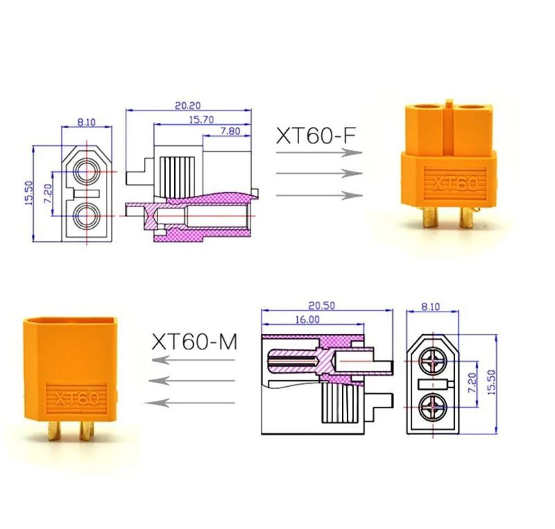 XT-60 XT60 (10 пар) ХТ60 силовий конектор роз'єм живлення тато + мама
