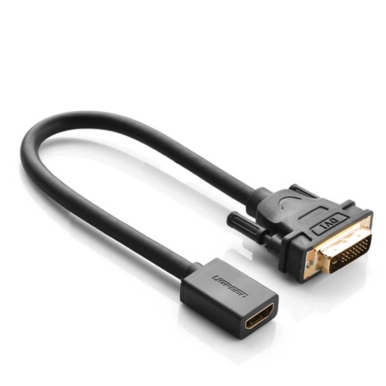 Kabel przewód adapter DVI (męski) - HDMI (żeński) 0.15m czarny Ugreen