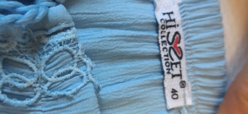 Boho styl damska bluzka rozmiar 40 jasnoniebieska