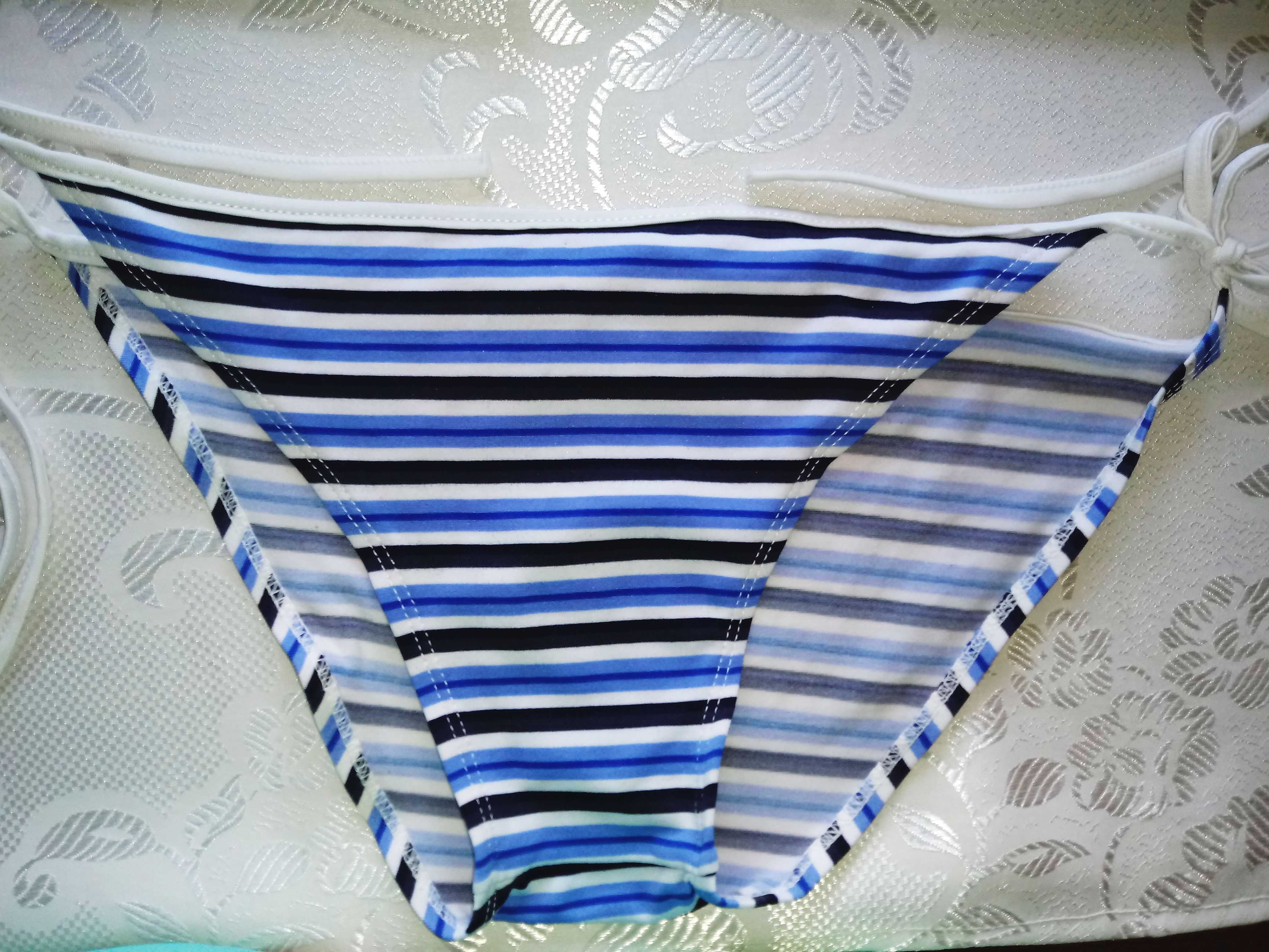 Niebieski kolorowy strój kąpielowy bikini w paski 36 S / 38 M