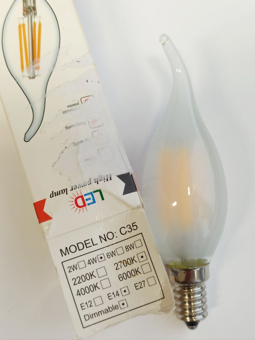 Żarowka LED nietypowy kształt płomień E14 4W ozdobna
