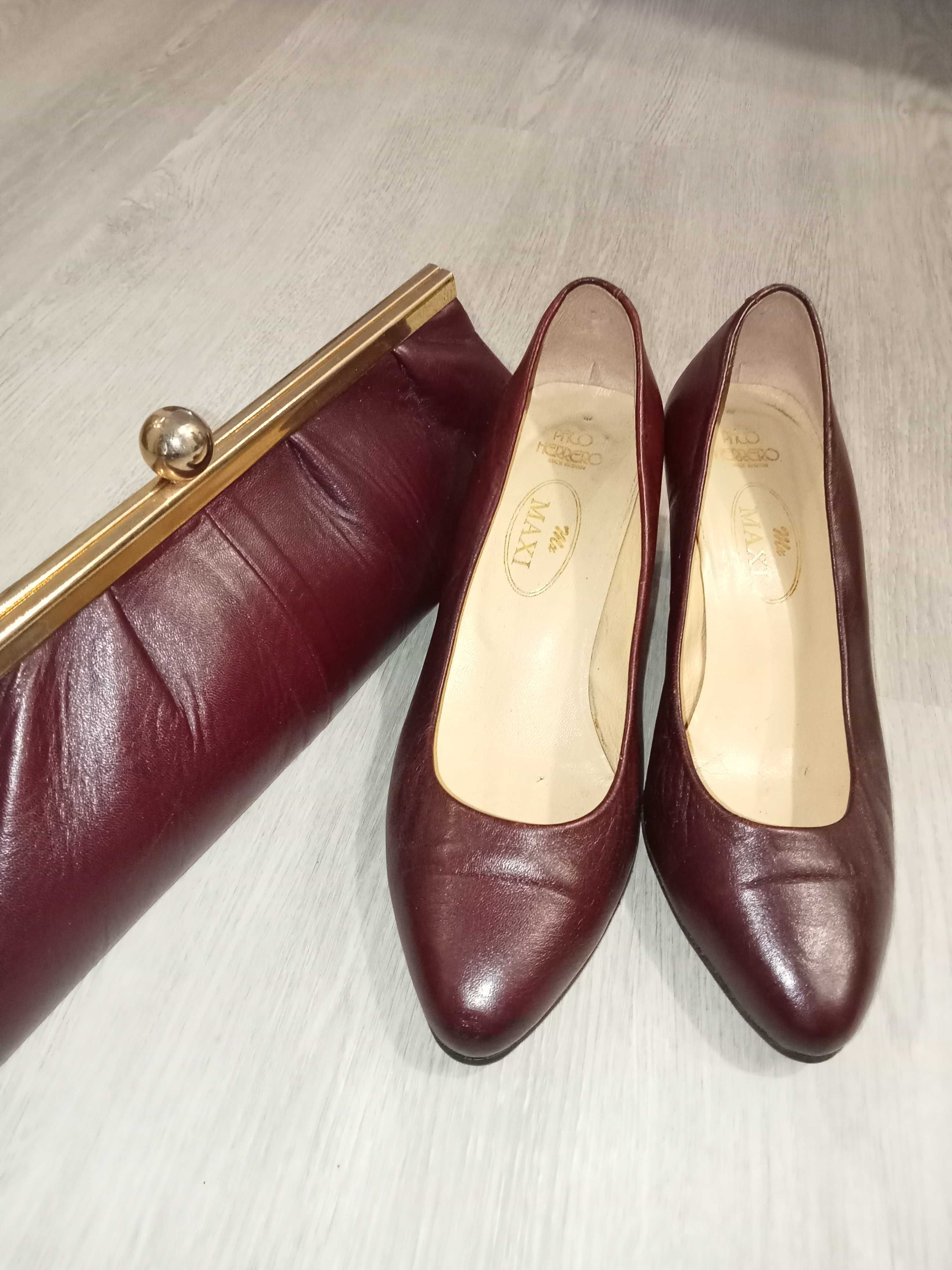 Conjunto Sapatos e Bolsa: Pele