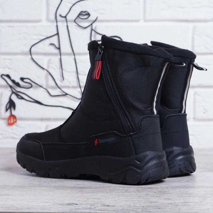 Дутики мужские зимние термо на молнии черные сапоги 41-46р