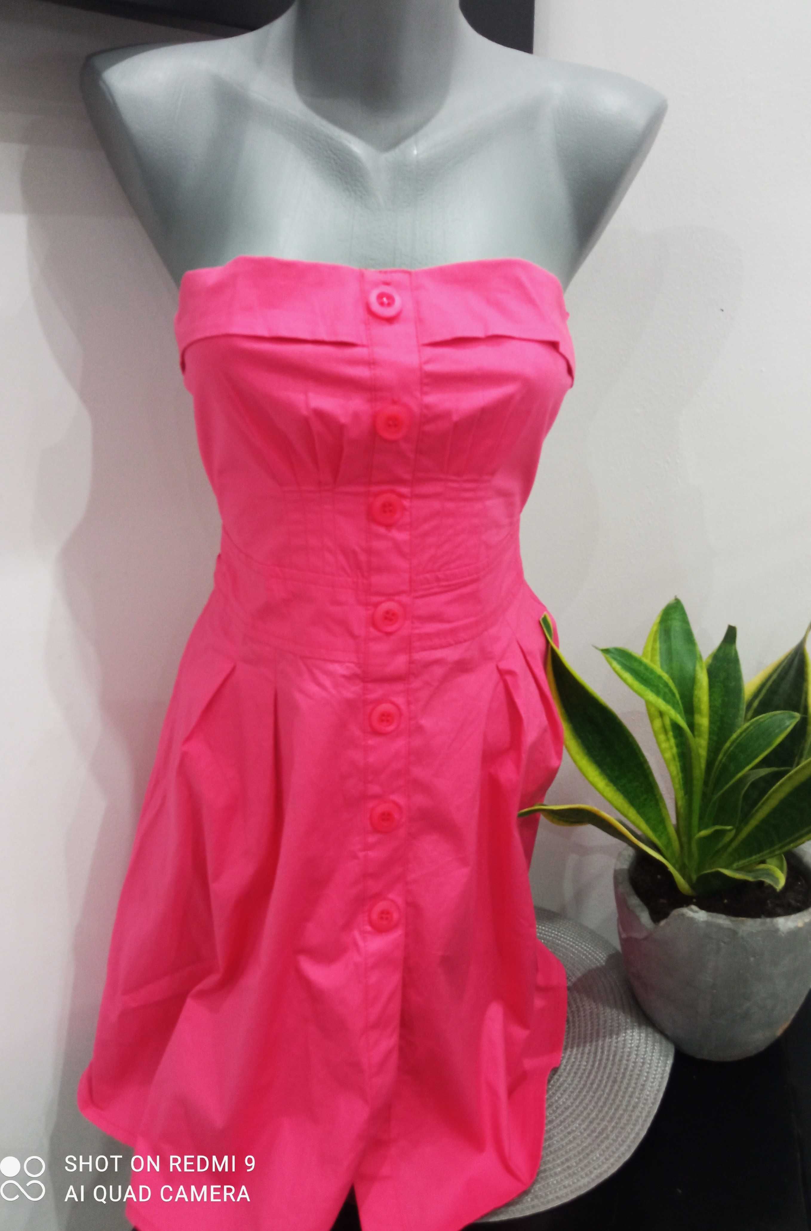 Sukienka różowa bershka bez ramiączek