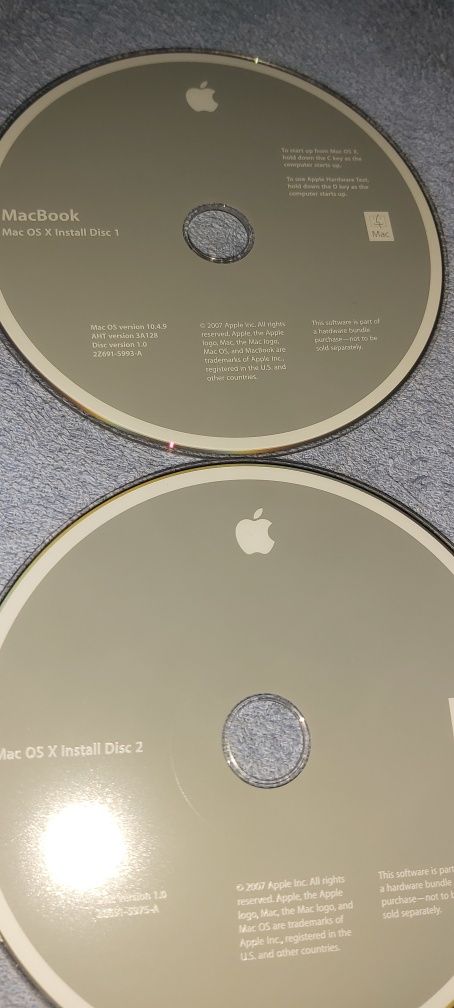 Apple Macbook 4 discos originais Versão 10.4.9 2007 e 10.6.4 2010