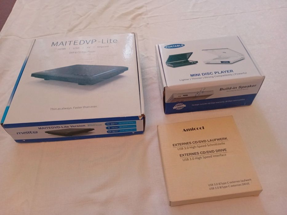 Zestaw odtwarzaczy DVD/CD Maite i Portable Mini Disc Player + napęd US