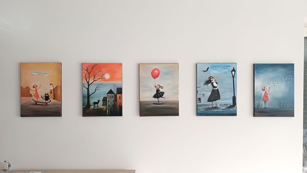 Obraz Olejny 30x40 Seria ,,Moments"Prezent Święta Ozdoby Ręcznie Malow