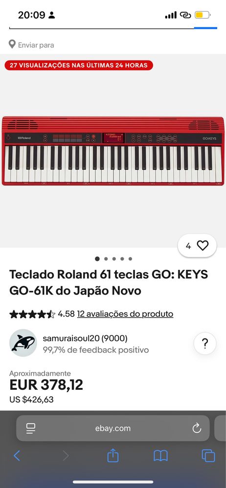Teclado 61 Teclas Roland GO-61K Keys