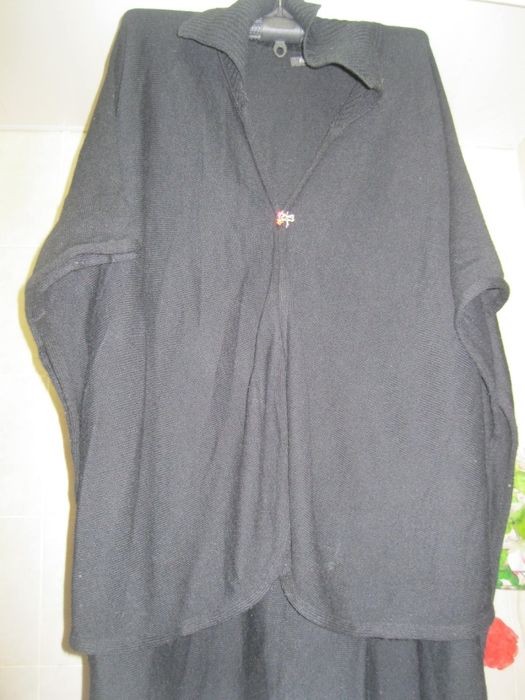 ПОНЧО черное демисезонное кардиган ткань как свитер на любой размер