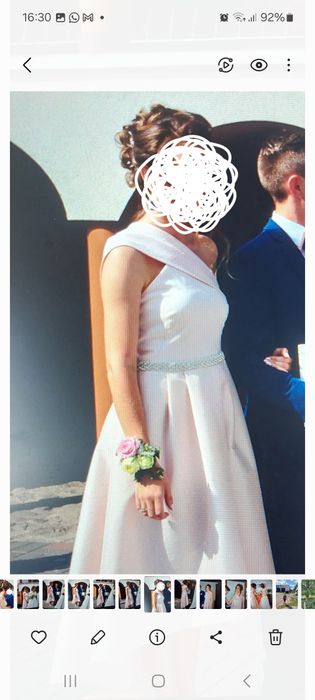 Sukienka asymetryczna wesele, świadkowa, S/M, jasny róż