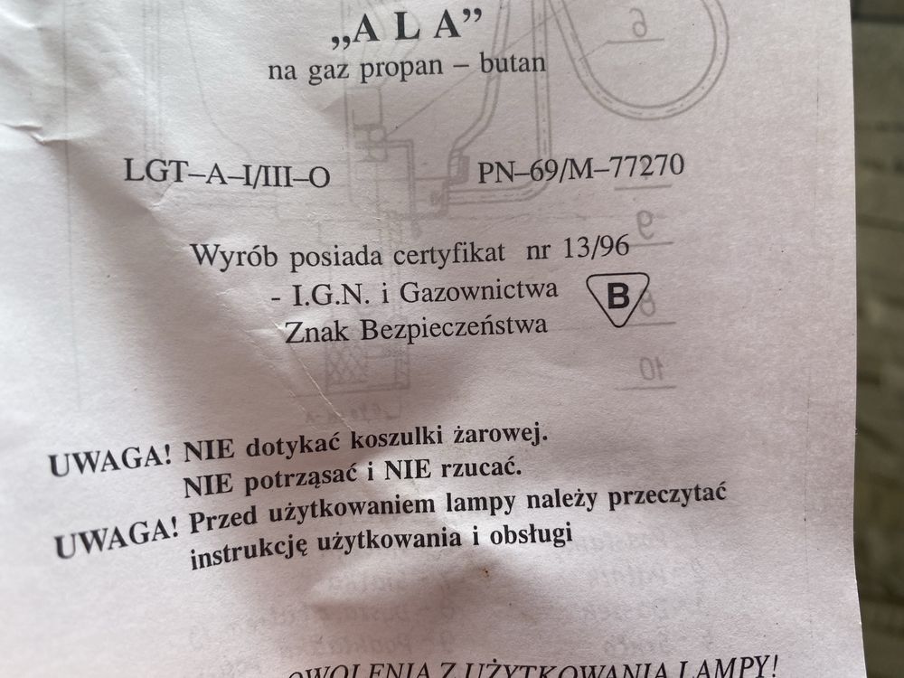 Turystyczna Lampa Gazowa „ALA”