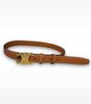 Pasek brazowy z skory naturalnej zlote okucia massimo dutti