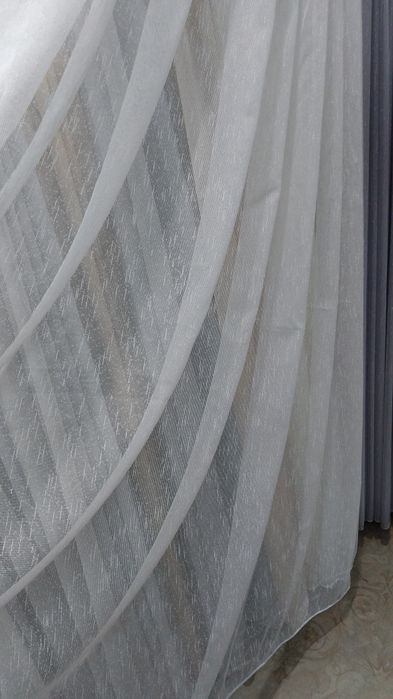 Тюль льон "дощик" із структурою краплинок