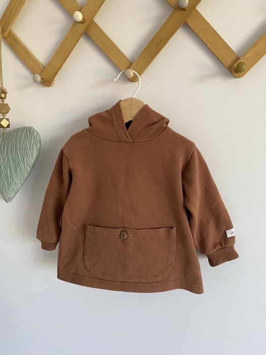 Bluza newbie 68 ruda brązowa guzik z kapturem