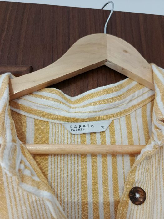 Lniana sukienka z dodatkiem wiskozy, letnia, w paski, z paskiem w tali