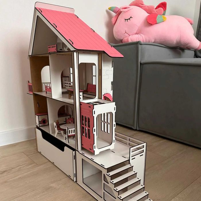 Дерев`яний  будиночок для кукол LOLз з   меблями та рухомим ліфтом
