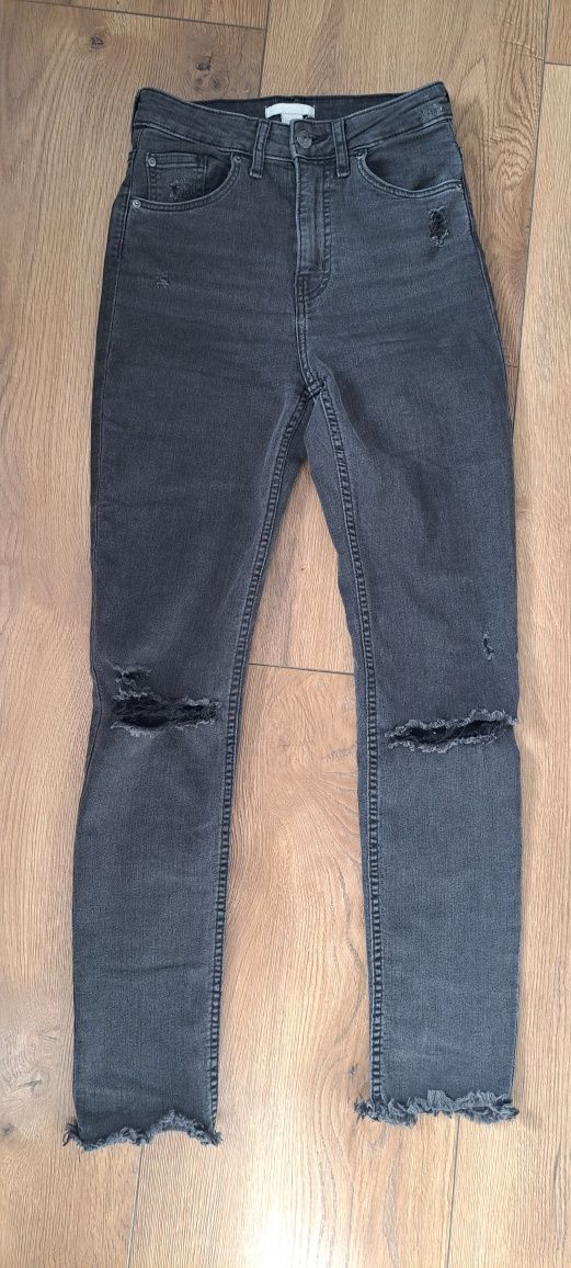 Spodnie jeansowe jeansy czarne H&M rozm 34