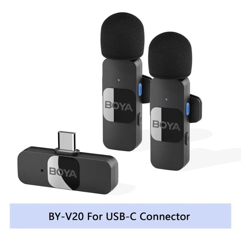 Мікрофон подвійний BOYA BY-V2 BY-V20 Apple iOS Lightning Android USB-C