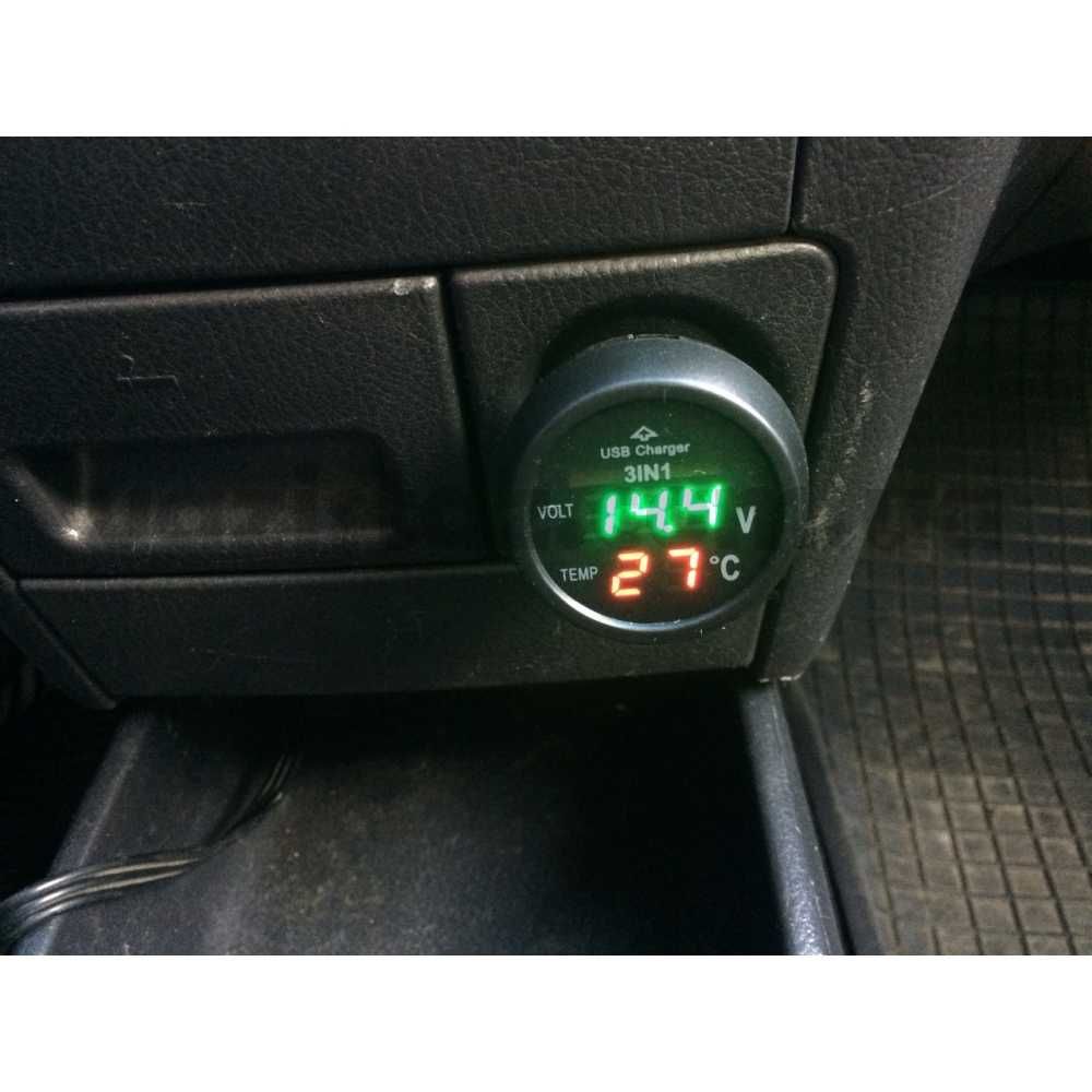 Автомобильный термометр + вольтметр + зарядное USB в прикуриватель