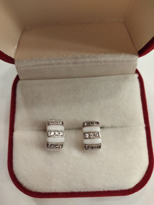 Серьги пусеты, серебро,керамика