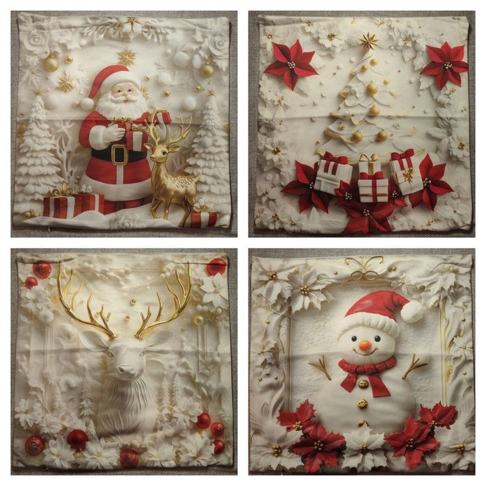 Komplet 4 świątecznych poszewek welurowych