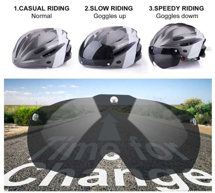 Kask rowerowy KINGLEAD z goglami i światełkiem rozmiar 57-62cm