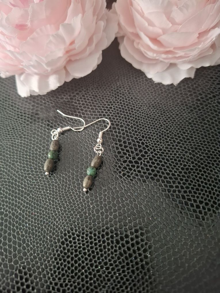 Srebrne kolczyki handmade z naturalnych kamieni