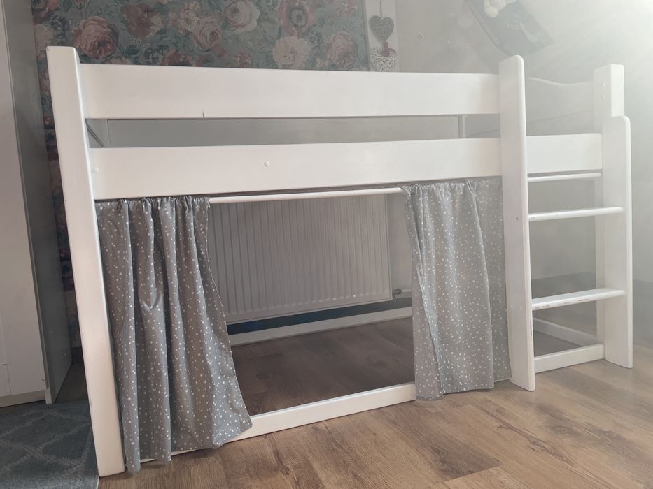 Drewniane łóżko dziecięce z antresolą 80/160, łóżko piętrowe