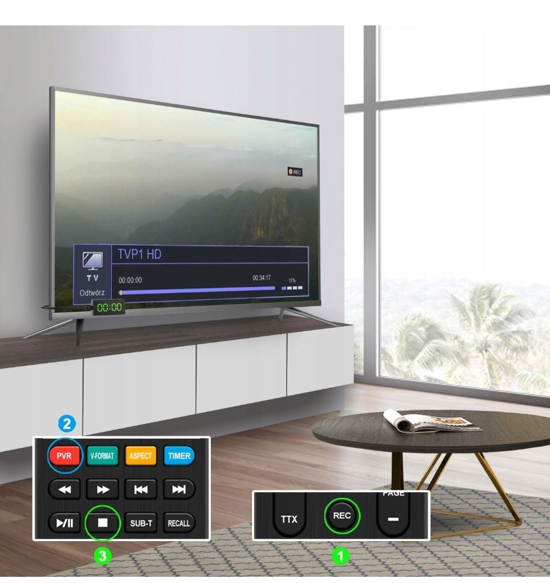 Tuner dekoder dvbt2 hevc mini stick tv