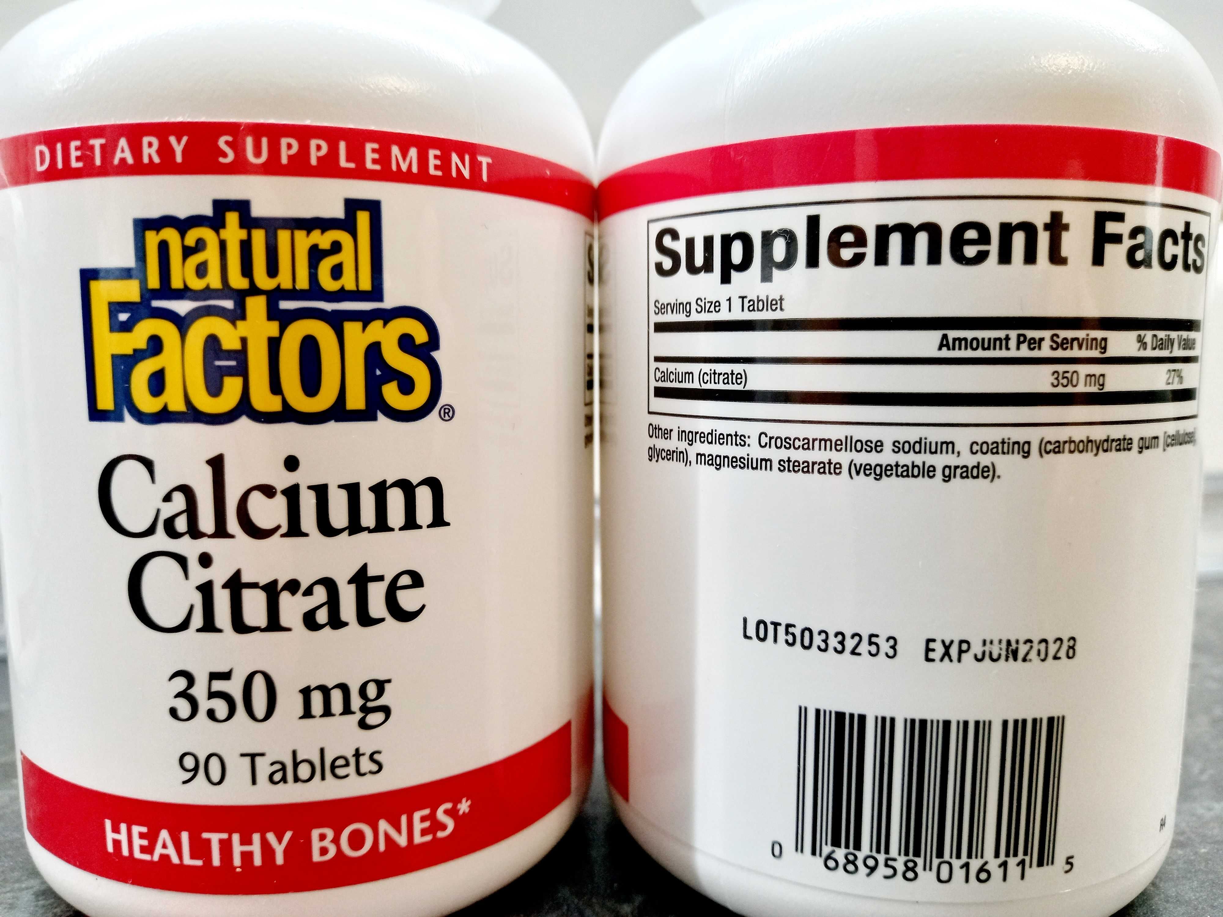 Natural Factors, Calcium Citrate 350 мг (90 таб.), цитрат кальция