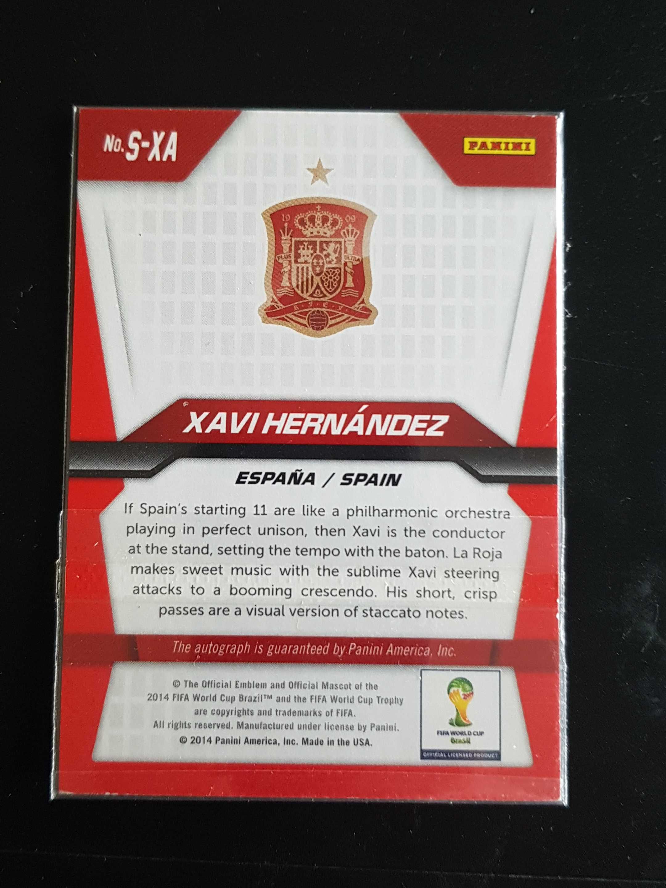 XAVI Hernandez AUTO 2014 PANINI PRIZM World Cup Autograf karta