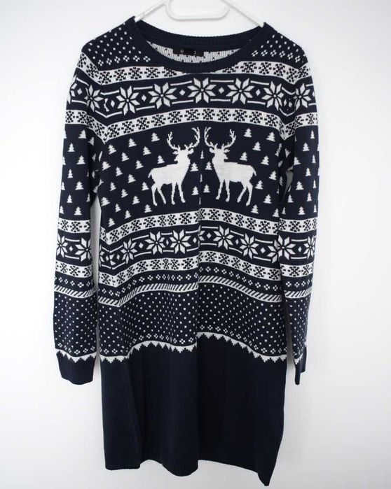 Esmara świąteczna sukienka granatowa śnieżki m 38 / 40