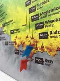 Korona Gór Polski - mapa do zaznaczania zdobytych szczytów 40cm x 40cm