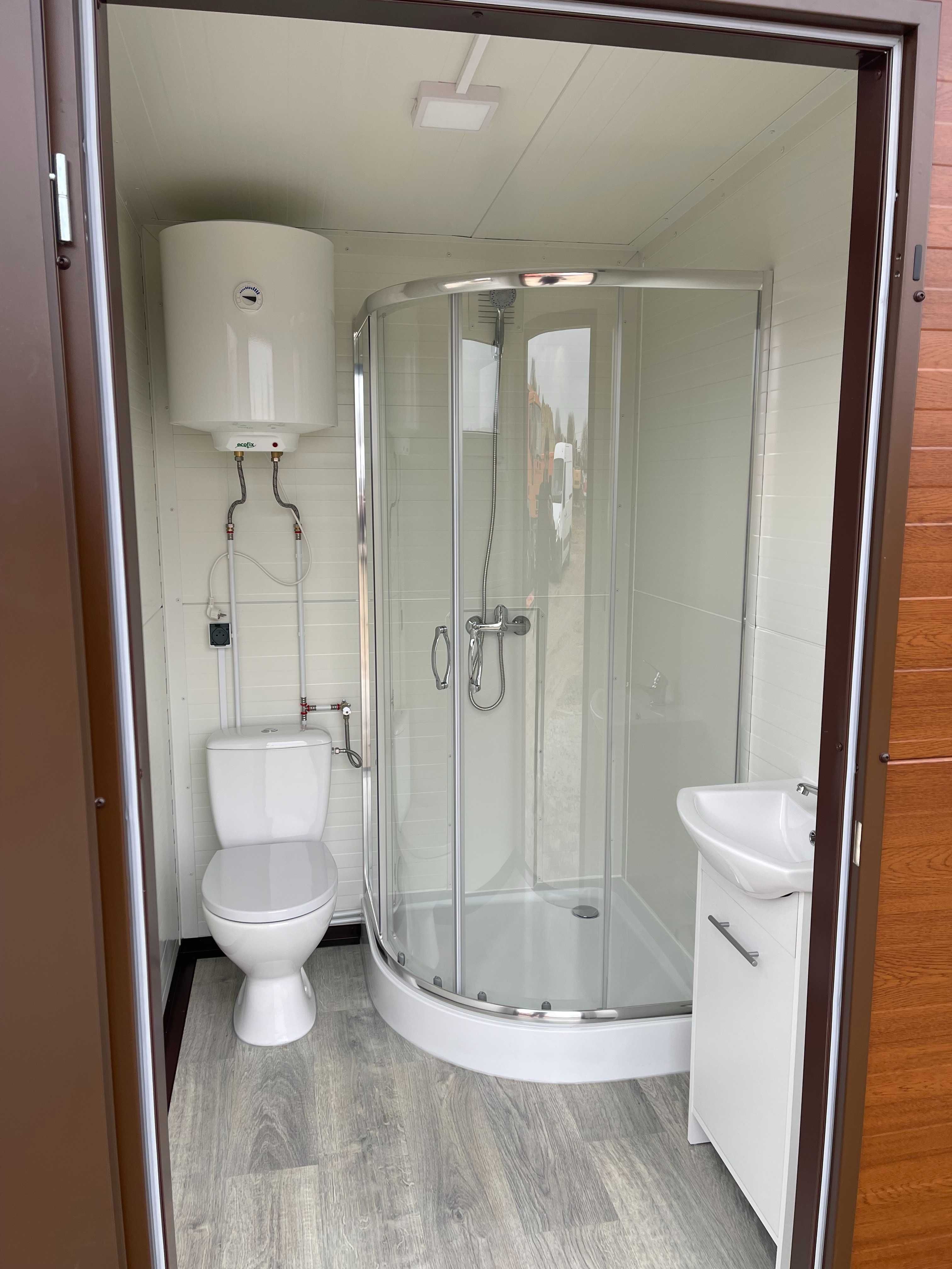 Pawilon sanitarny WC toaleta budka kontener natrysk prysznic camping