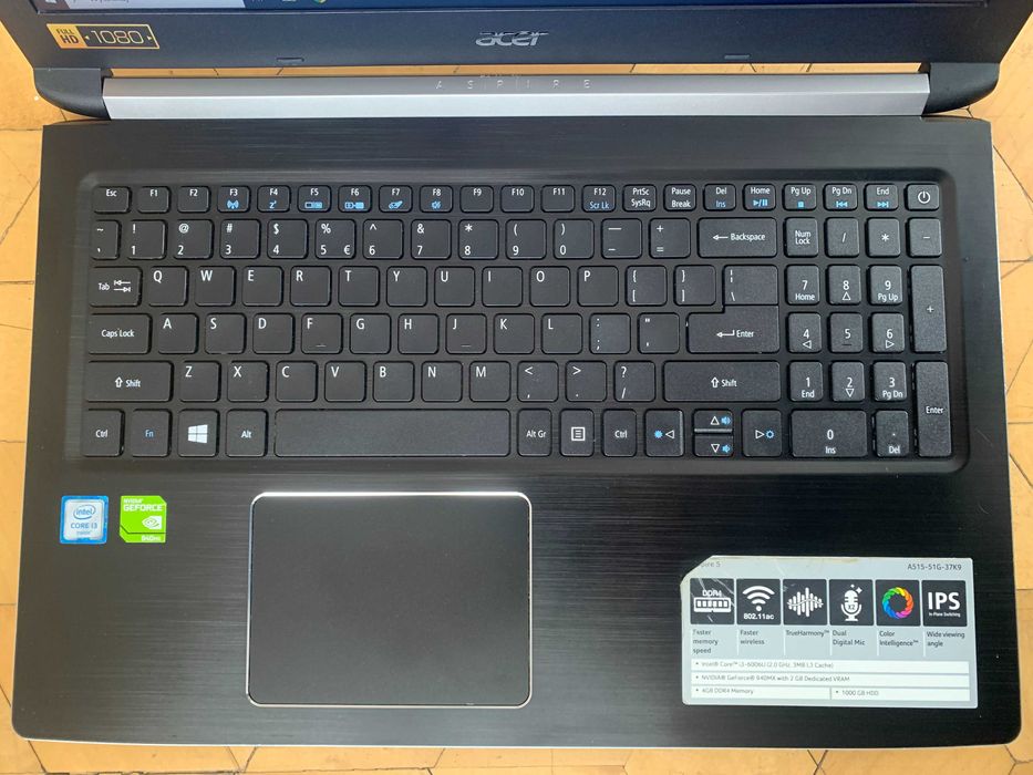 Laptop Acer Intel i3 DDR4-8GB Nowy SSD-512GB Geforce-940MX Bateria 5h