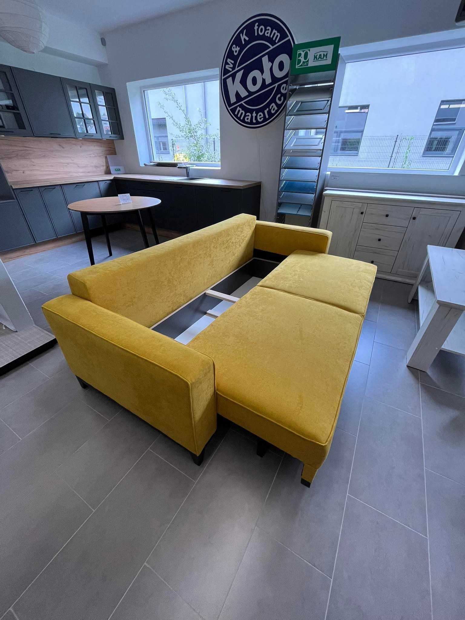 Rozkładana sofa w stylu retro z funkcja spania