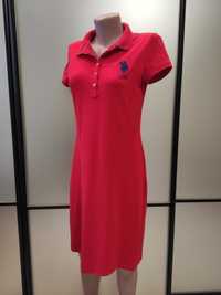 Летнее красное платье -поло, платье Zara, Benetton