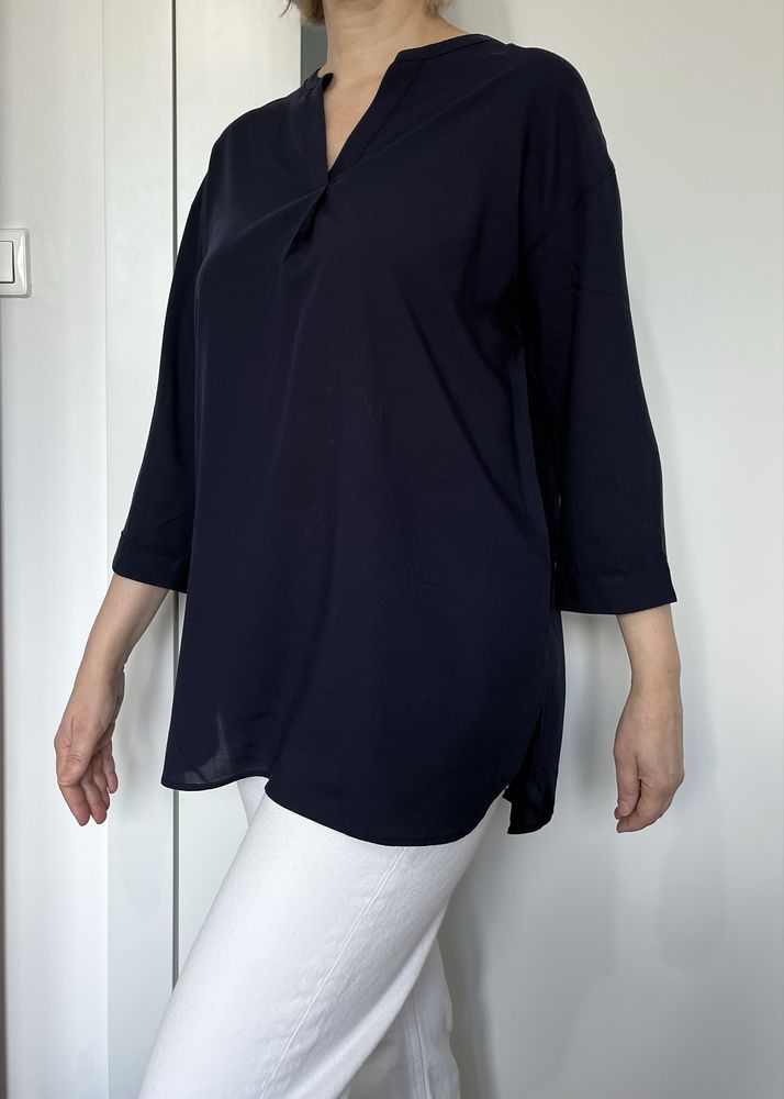 Uniqlo granatowa bluzka koszulowa basic