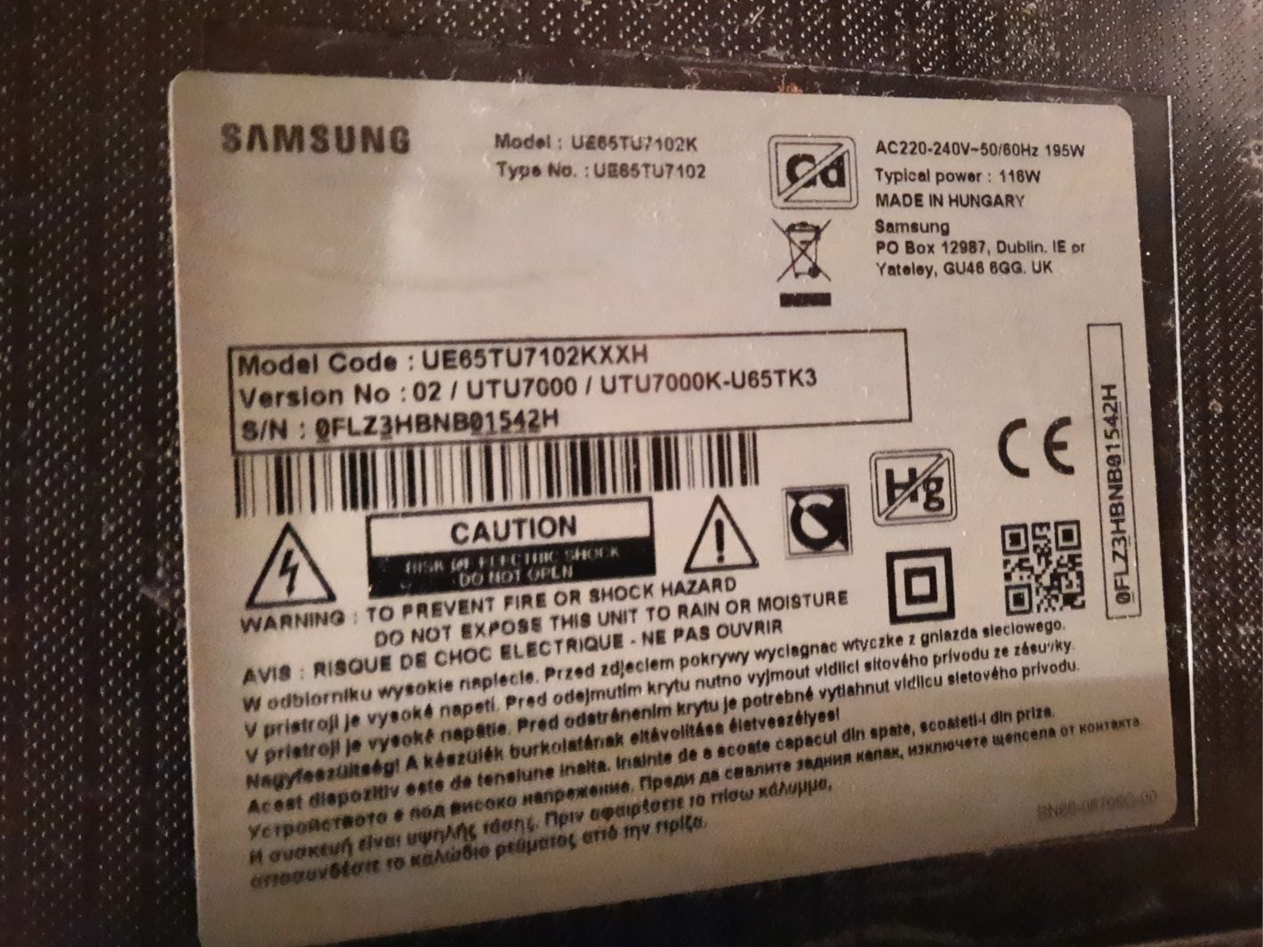 Telewizor Samsung UE65TU7102KXXH