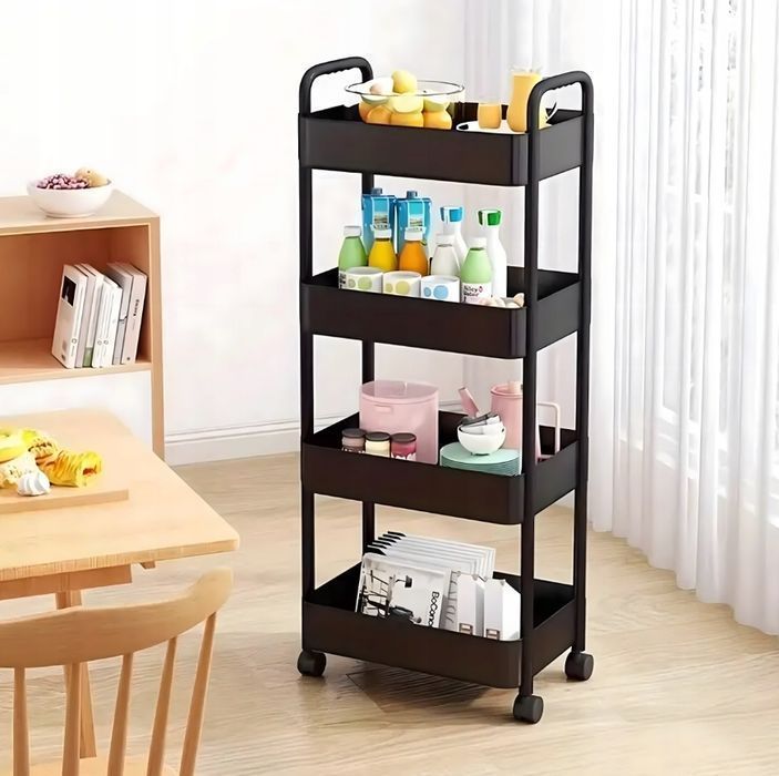 Półka Łazienkowa Na Kółkach 4 Poziomy Mobilna Szafka Kuchenna