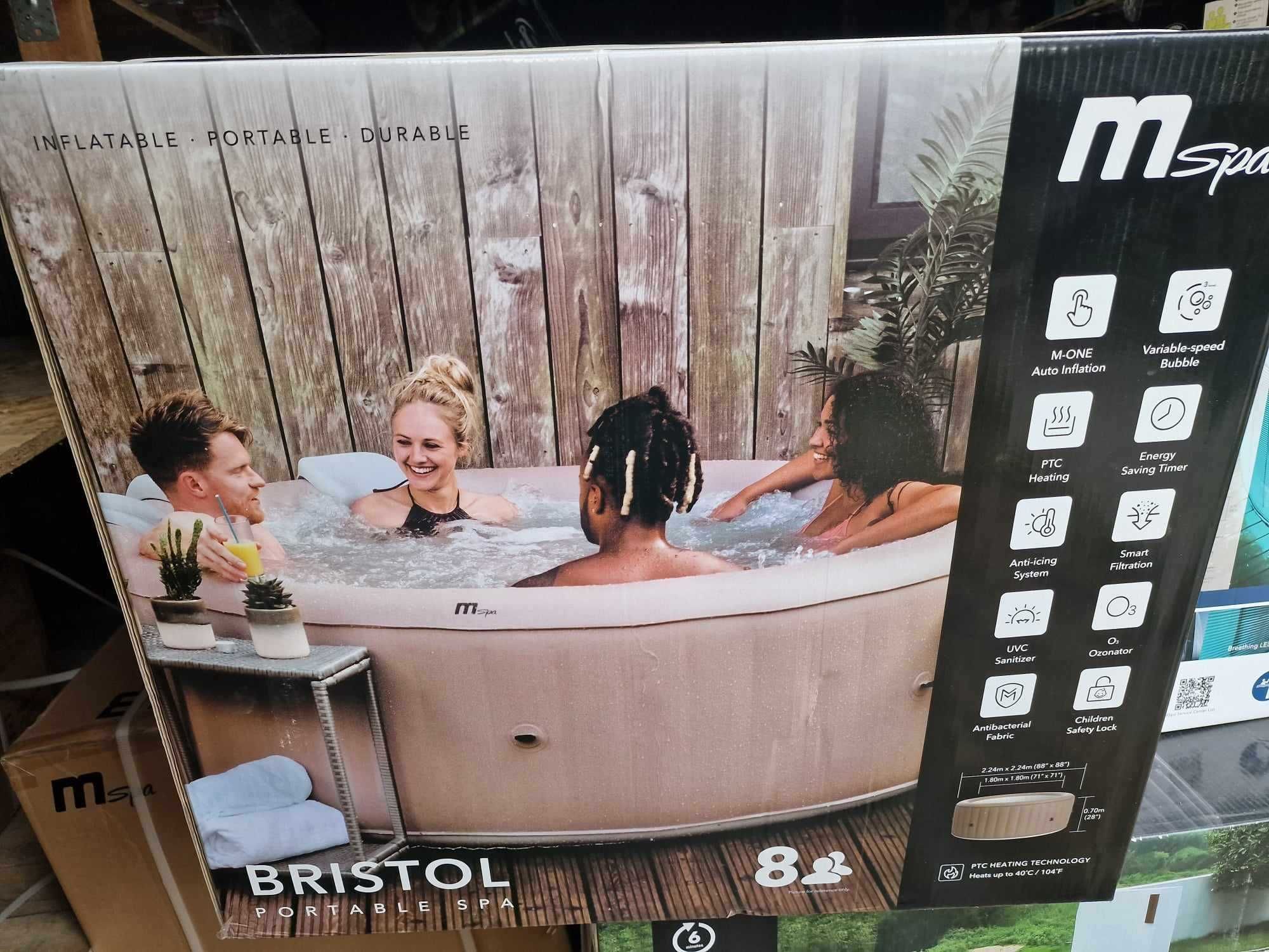 Mspa Bristol 8 osobowe Jacuzzi ogrodowe dmuchane 224cm Ozon UVC PTC