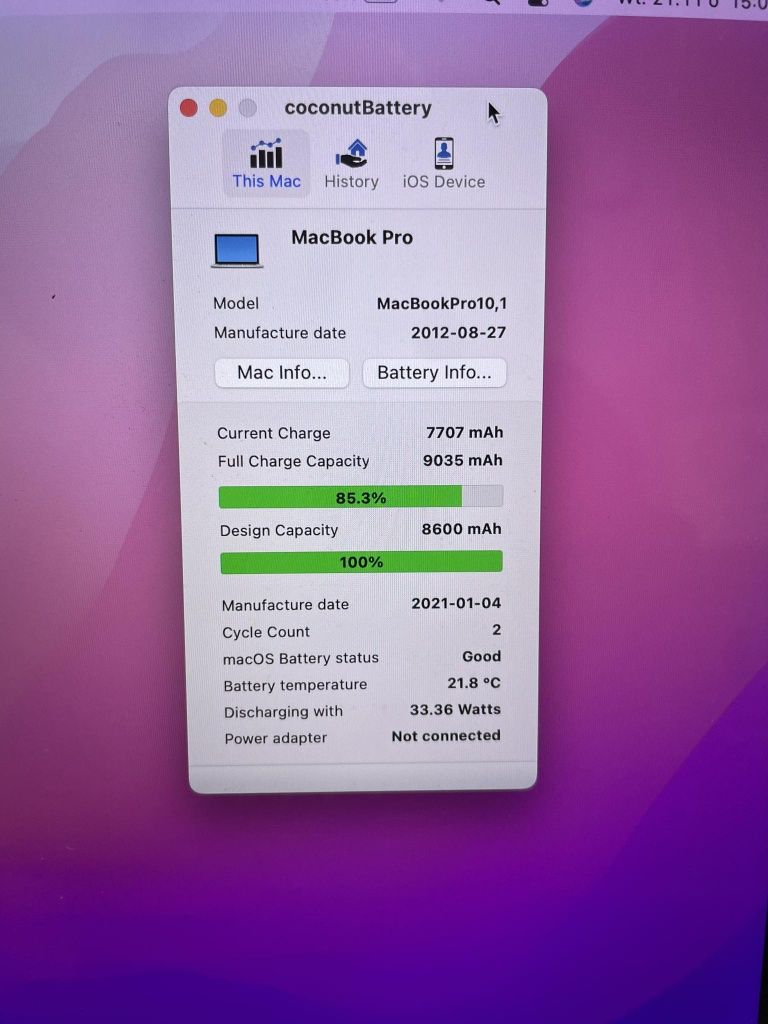 MacBook Pro A1398 i7 4x2,3/8GB/512GB/GT650 Nowa bateria