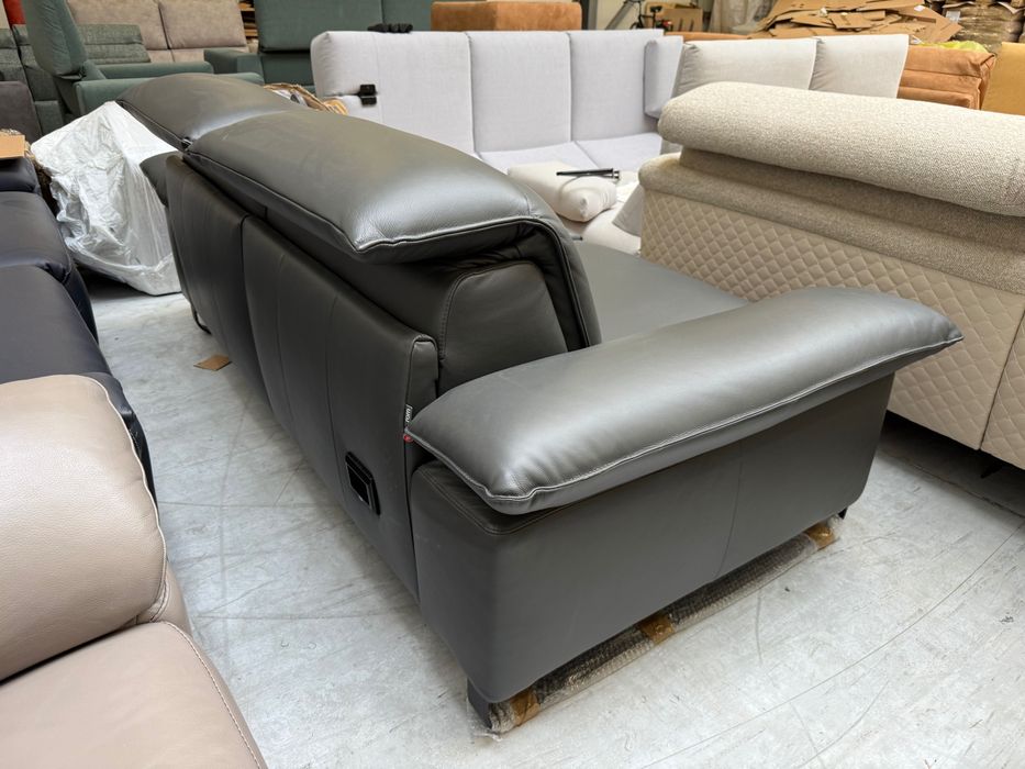 Skórzany komplet wypoczynkowy 2+1 z 3 funkcjami relaksu – elegancja