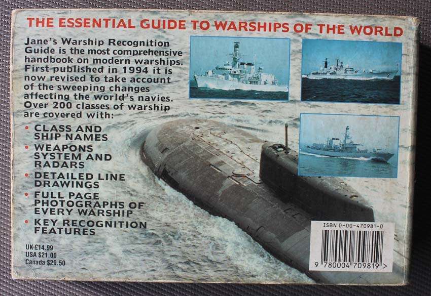 Livro Jane's Warships Recognition Guide de Keith Faulkner 1996