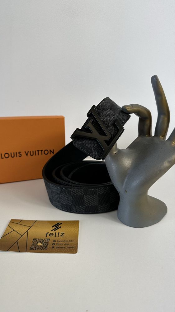 Pasek skórzany Louis Vuitton skóra naturalna szachownica Premium LV