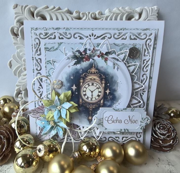 Ręcznie robiona kartka bożonarodzeniowa w pudełku