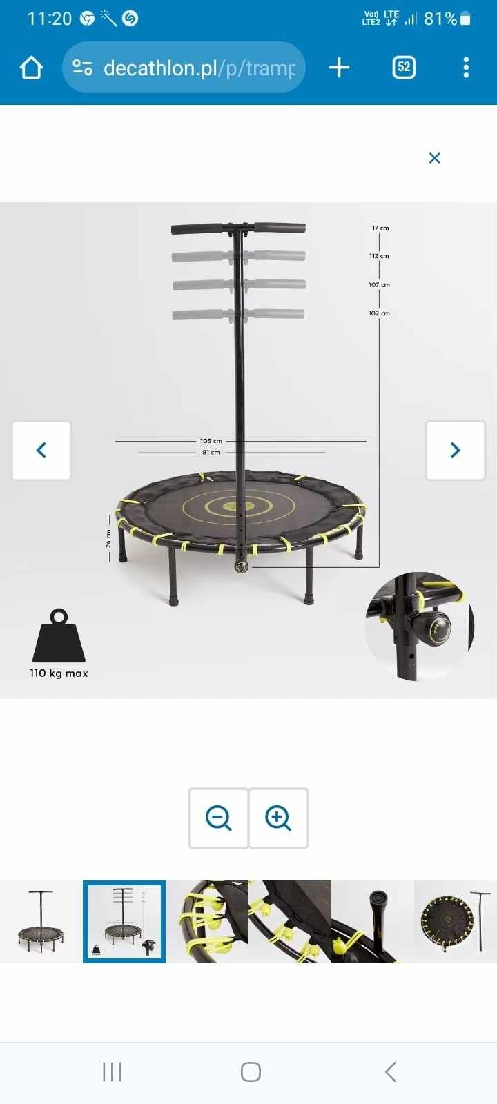 Trampolina fitness Domyos FIT TRAMPO500 z drążkiem