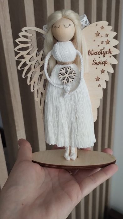 Aniołek stojący makrama święta prezent