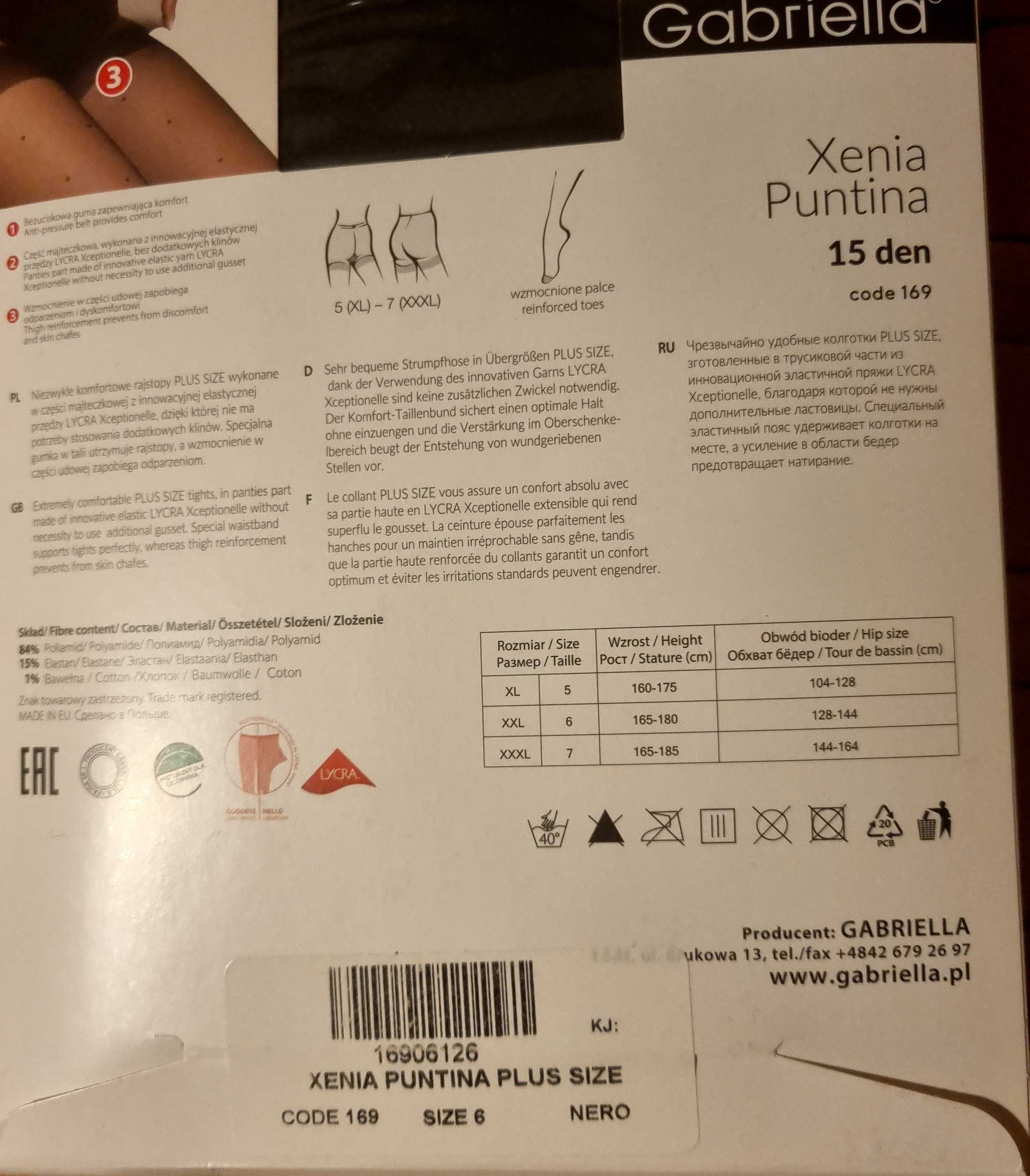 Gabriella Plus Size rajstopy Xenia i Xenia Puntina, pończochy Calze
